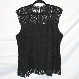 Adiva, Lace Cap Sleeve Blouse,	XL, Polyester, New w/o Tags